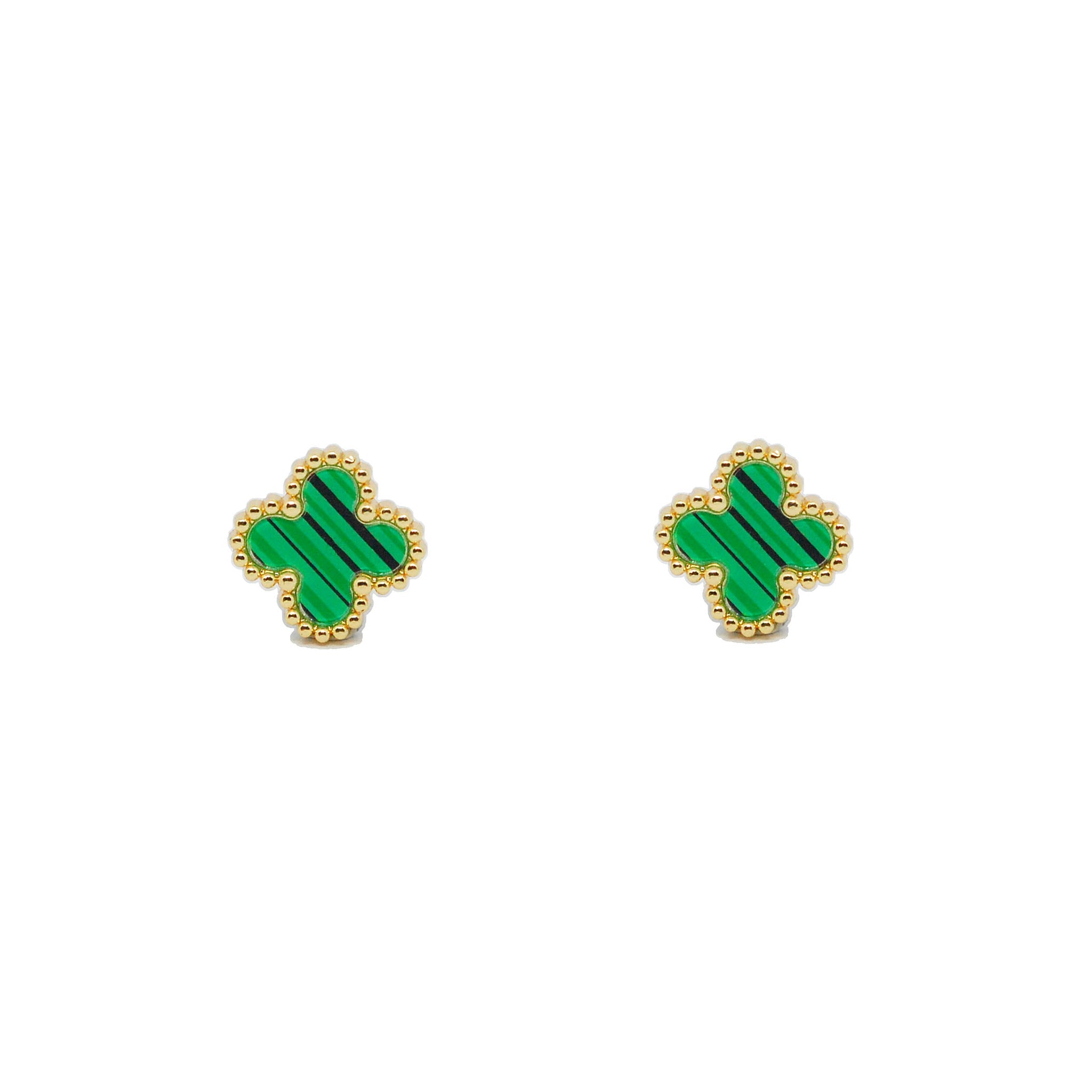 ESE 8658: Gold-Plated Alhambra Studs ( Emerald Green )
