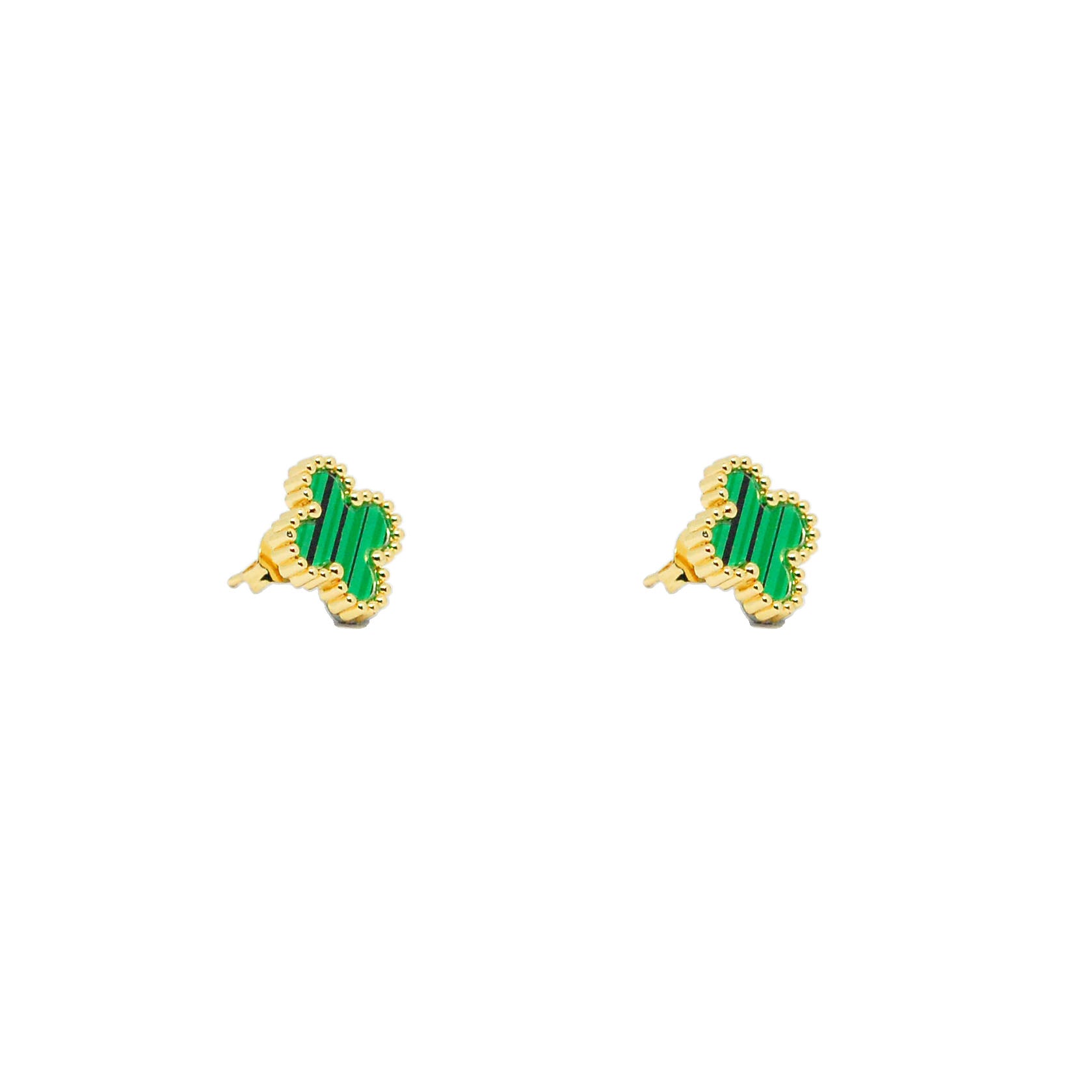 ESE 8658: Gold-Plated Alhambra Studs ( Emerald Green )