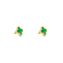 ESE 8658: Gold-Plated Alhambra Studs ( Emerald Green )