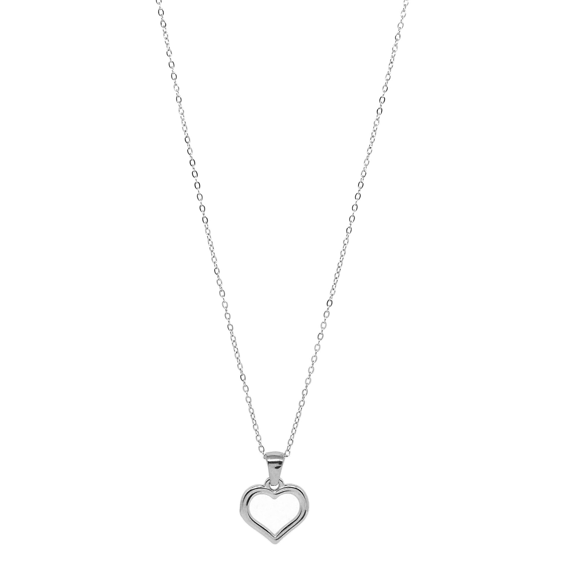 ESN 8659: Dainty Heart Outline Necklace ( 17" + 1.5" )