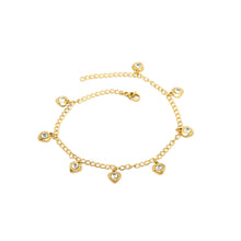 ESA 8667: All IPG 8 Hearts w/ Cz Ctr Anklet (10