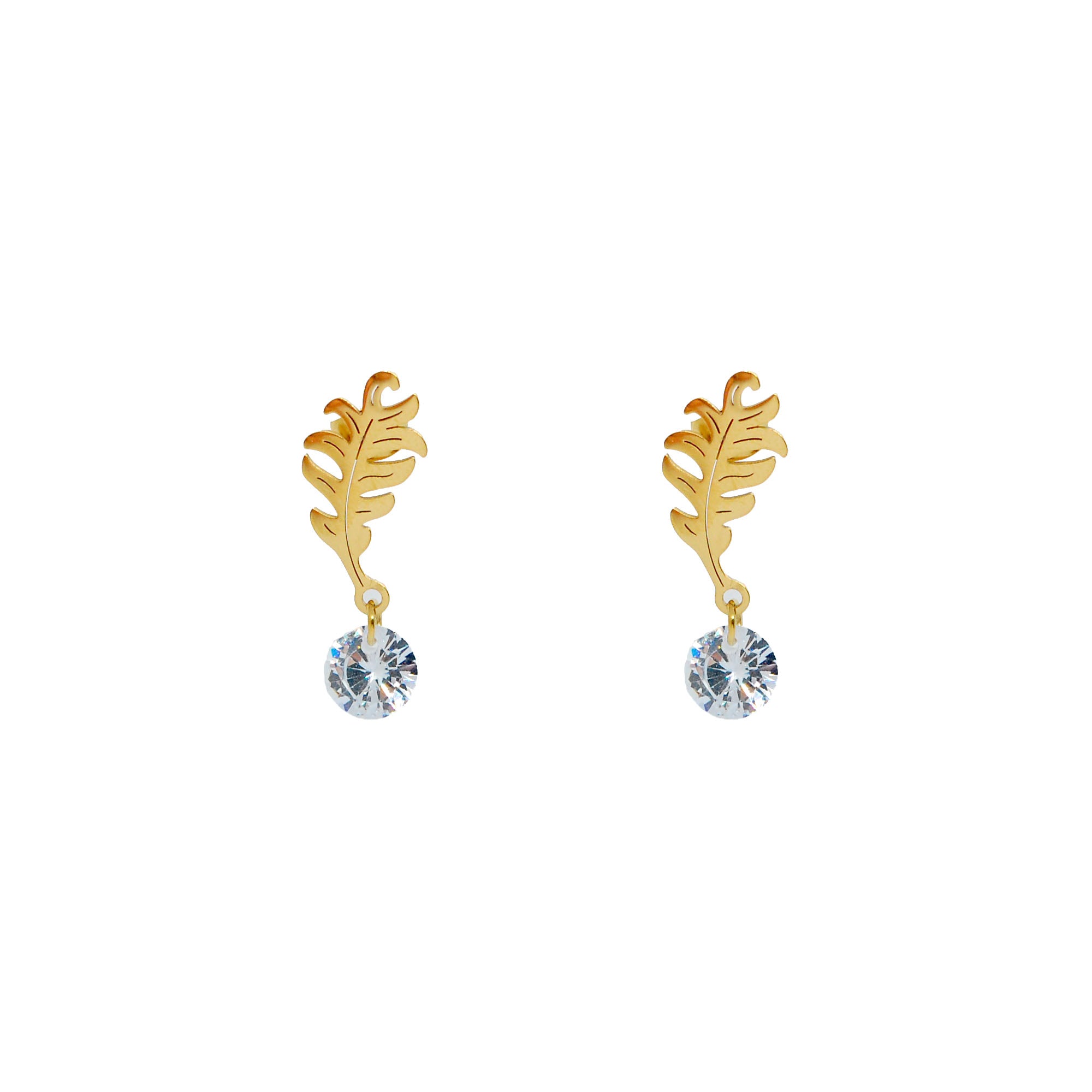 ESE 8672: All IPG Leaf Dangle Cz Earrings