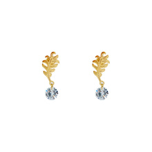 ESE 8672: All IPG Leaf Dangle Cz Earrings