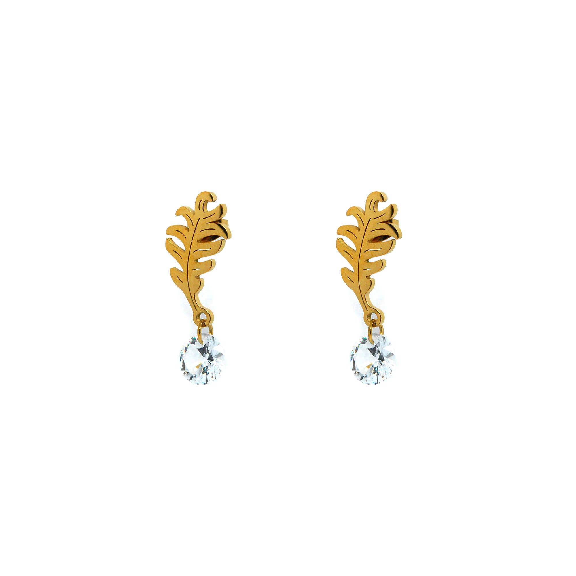 ESE 8672: All IPG Leaf Dangle Cz Earrings