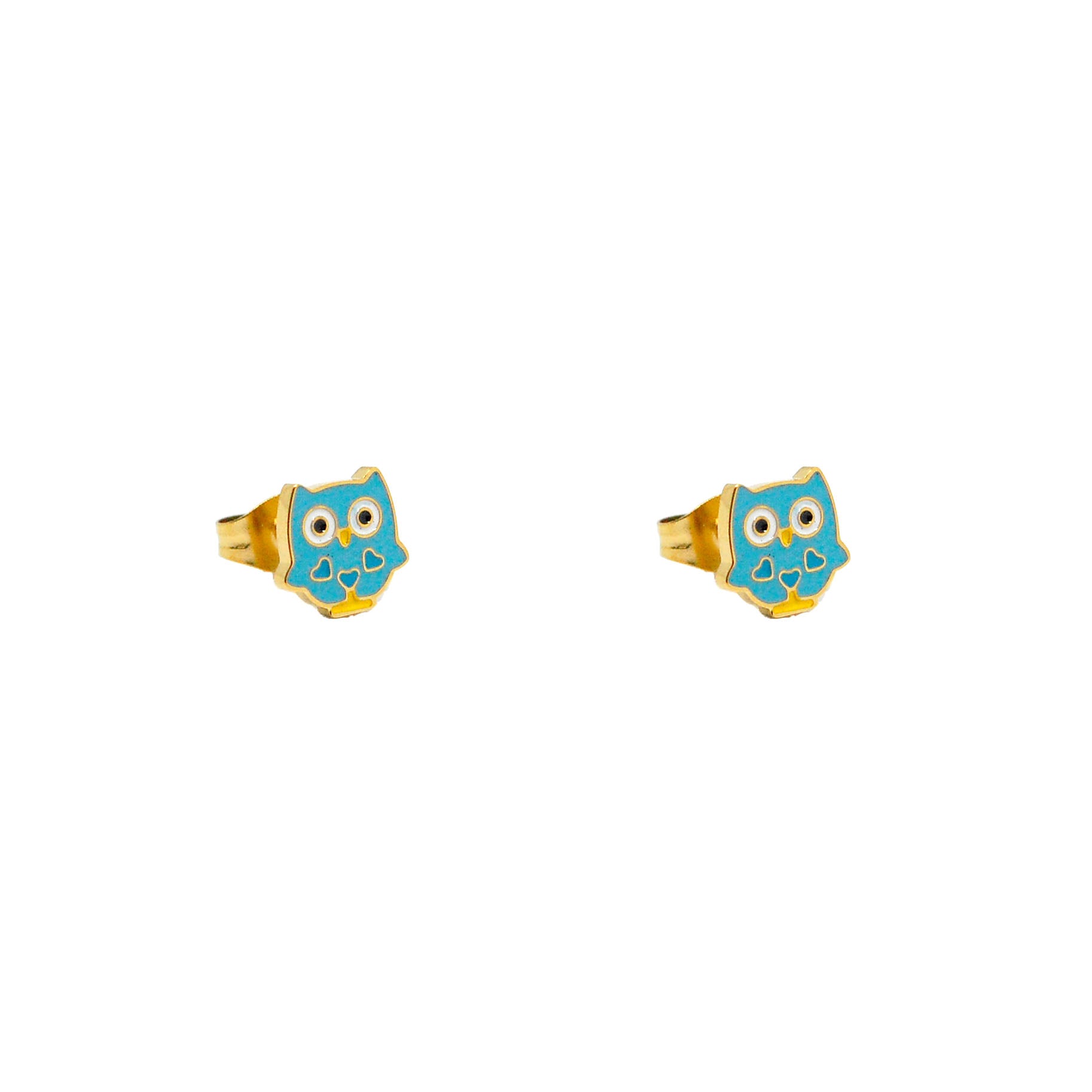 ESE 8676: All IPG Mini Blue Owl Stud Earrings