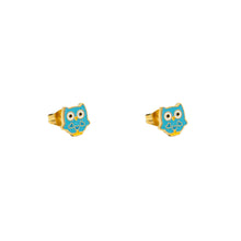 ESE 8676: All IPG Mini Blue Owl Stud Earrings