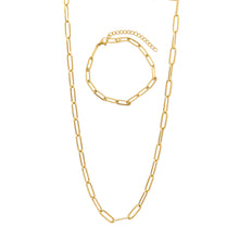 ESBL 8683: All IPG Beautifully Etched Paper Clip Necklace & Bracelet Set