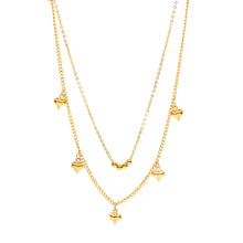 ESN 8689:  All IPG 5 Heart & 4-Mini Ball Double Necklace