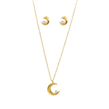 SET 8693: All IPG Half Moon Cz Necklace & Earring Set