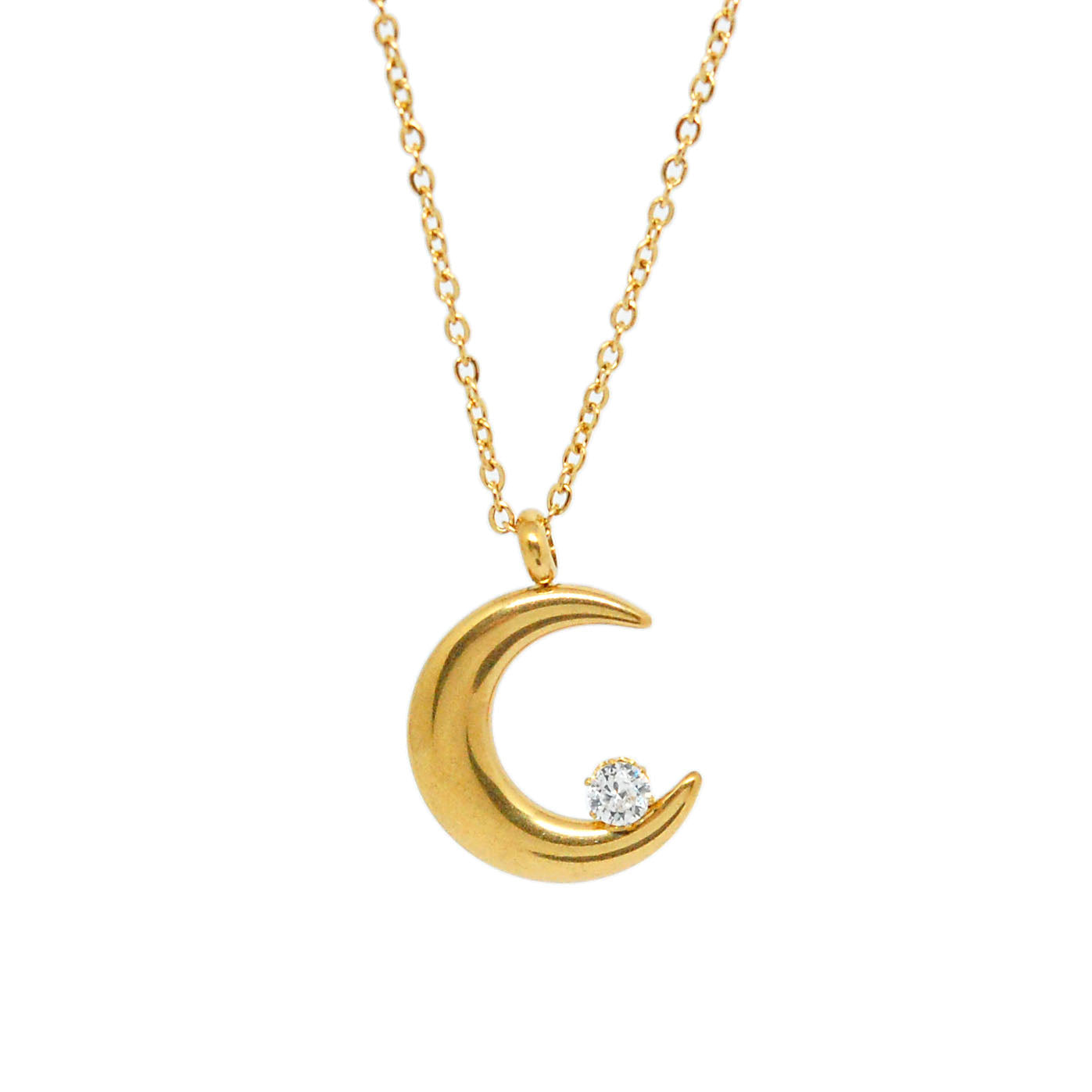 SET 8693: All IPG Half Moon Cz Necklace & Earring Set