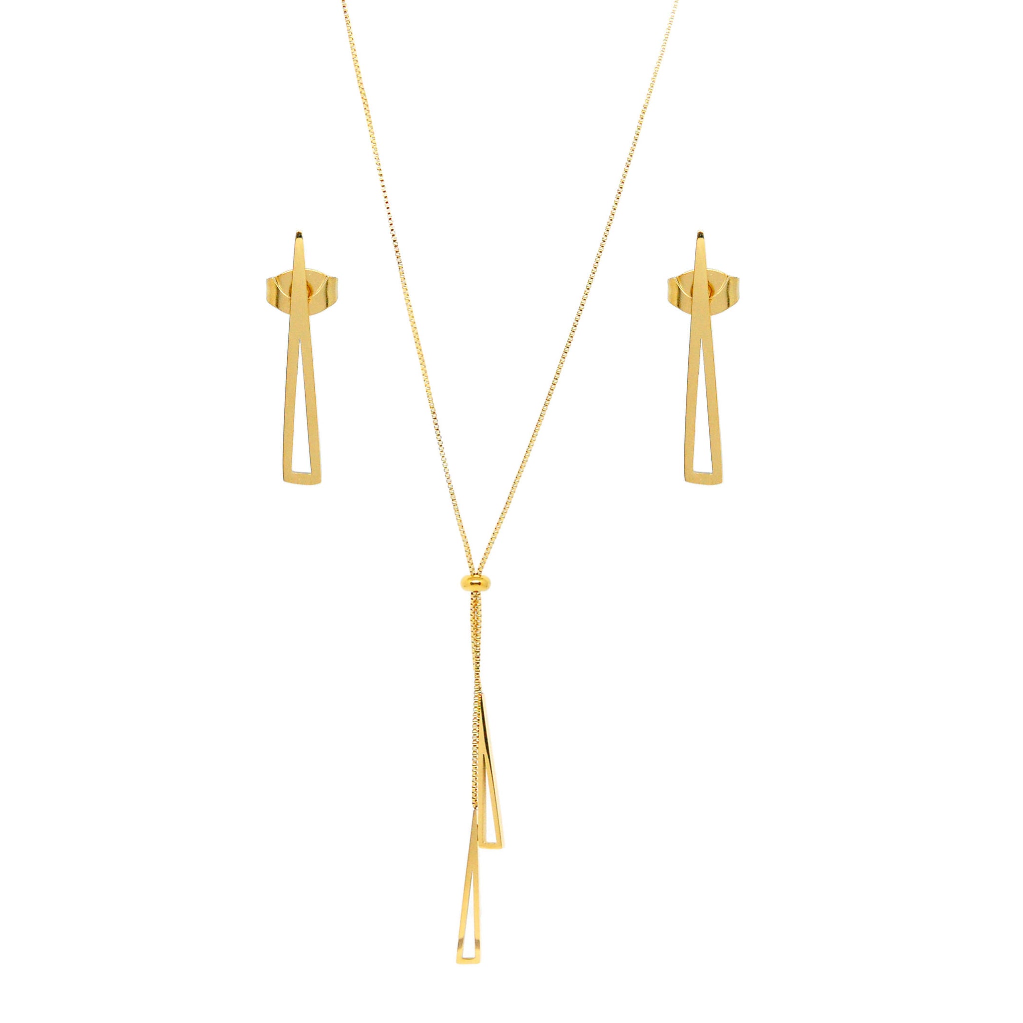 SET 8695: All IPG Geometric Triangle Adjustable Necklace & Earring Set