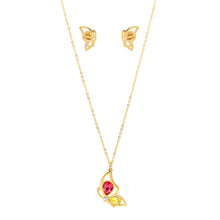 SET 8696: All IPG Half Butterfly w/ Multi Colored Cz Necklace & Earring Set