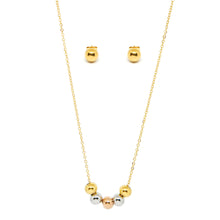 SET 8697: All IPG Tri-Color Ball Nleckace & Earring Set