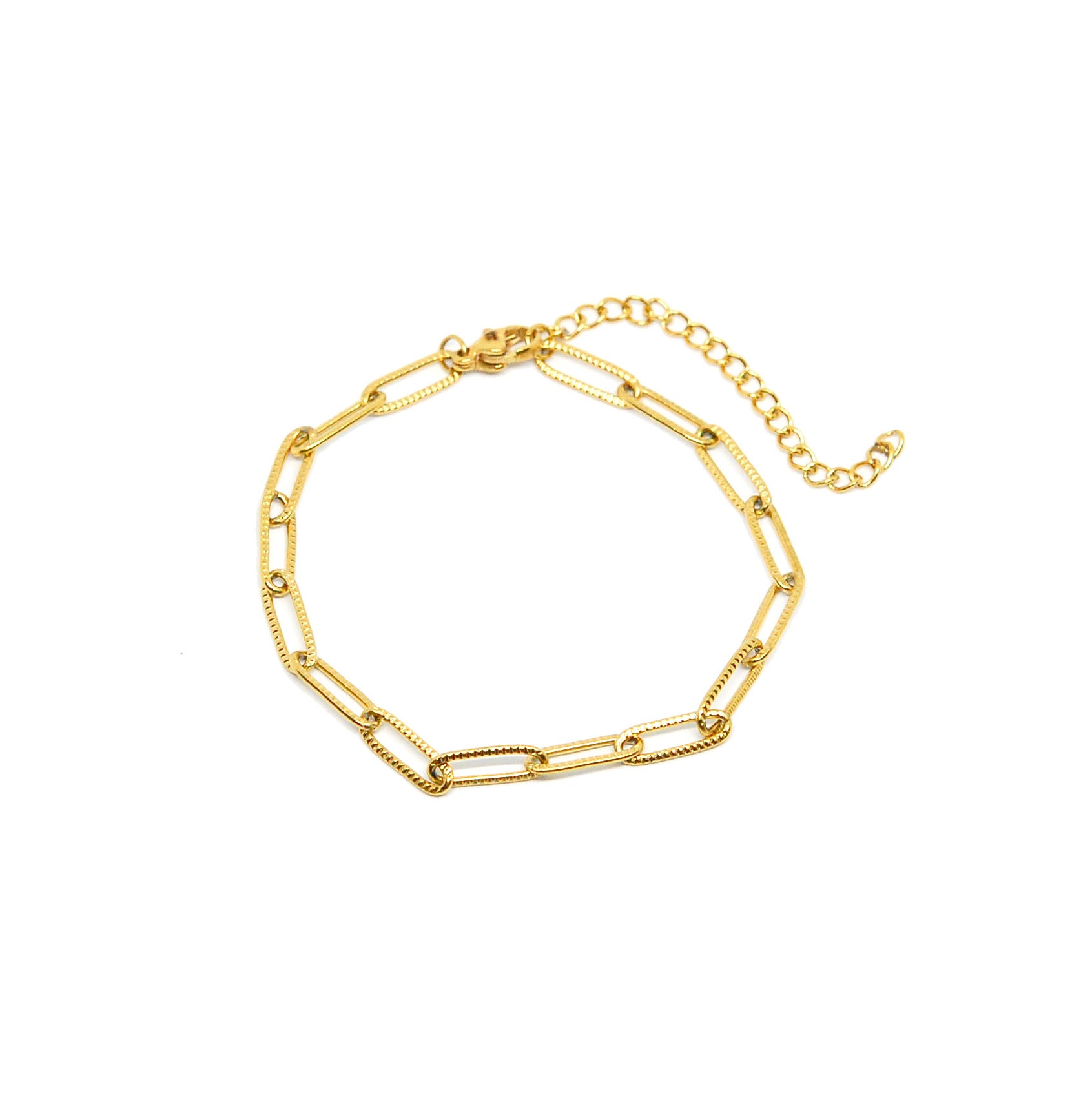 ESBL 8700: All IPG Beautifully Etched Paper Clip Bracelet