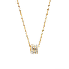 ESN 8978: All IPG 3-lined Cz Circle Necklace (17
