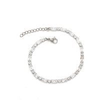 ESBL 8979: S/S Emerald & Round Cz Tennis Bracelet (6