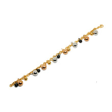 ESBL 8984: All IPG Multicolor Dangling Ball Bracelet (4xSS,Yg, Rg,Blk)(6.5