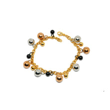 ESBL 8984: All IPG Multicolor Dangling Ball Bracelet (4xSS,Yg, Rg,Blk)(6.5