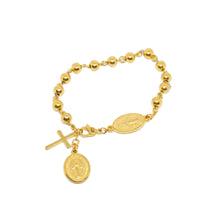 ESN 8985:All IPG Rosary Bracelet w/ Blessed Mary & Cross Charm (6.5