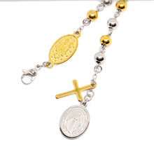 ESBL 8987:2-Tone Rosary Bracelet w/ Blessed Mary & Cross Charm (6.5