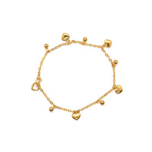 ESA 8988: All IPG 4 Hearts, 5 Balls & 1 Outline Heart Anklet (9.5