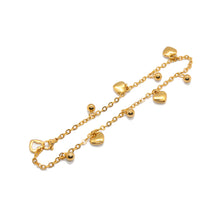 ESA 8988: All IPG 4 Hearts, 5 Balls & 1 Outline Heart Anklet (9.5