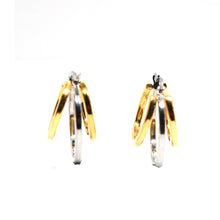 ESE 8994: S/S Earrings - 2-Tone 3 Circles Hoop Earrings