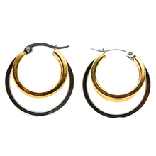 ESE 8994: S/S Earrings - 2-Tone 3 Circles Hoop Earrings