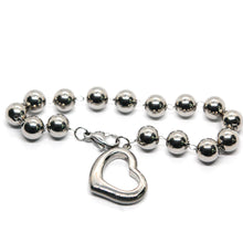 ESBL 8996:  16-Bead S/S Ball Blet & Love Heart Charm (6.5