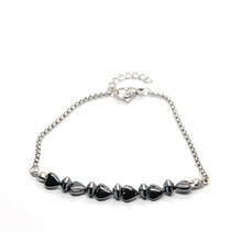 ESBL 8999: S/S Blet w/ 6 Heart & 5 Hexagon Hematite Beads (6.5
