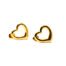 ESE 9204: Gold Plated Happy Open Heart Stud Earrings