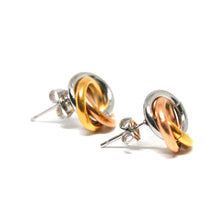 ESE 9205: Tri-Color Knot Stud Earrings (SS,YG,RG)