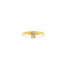 ESR 7863: Dorothy Gold-Plated Emerald Cut Cz (2x4) Solitaire Ring Sz 5