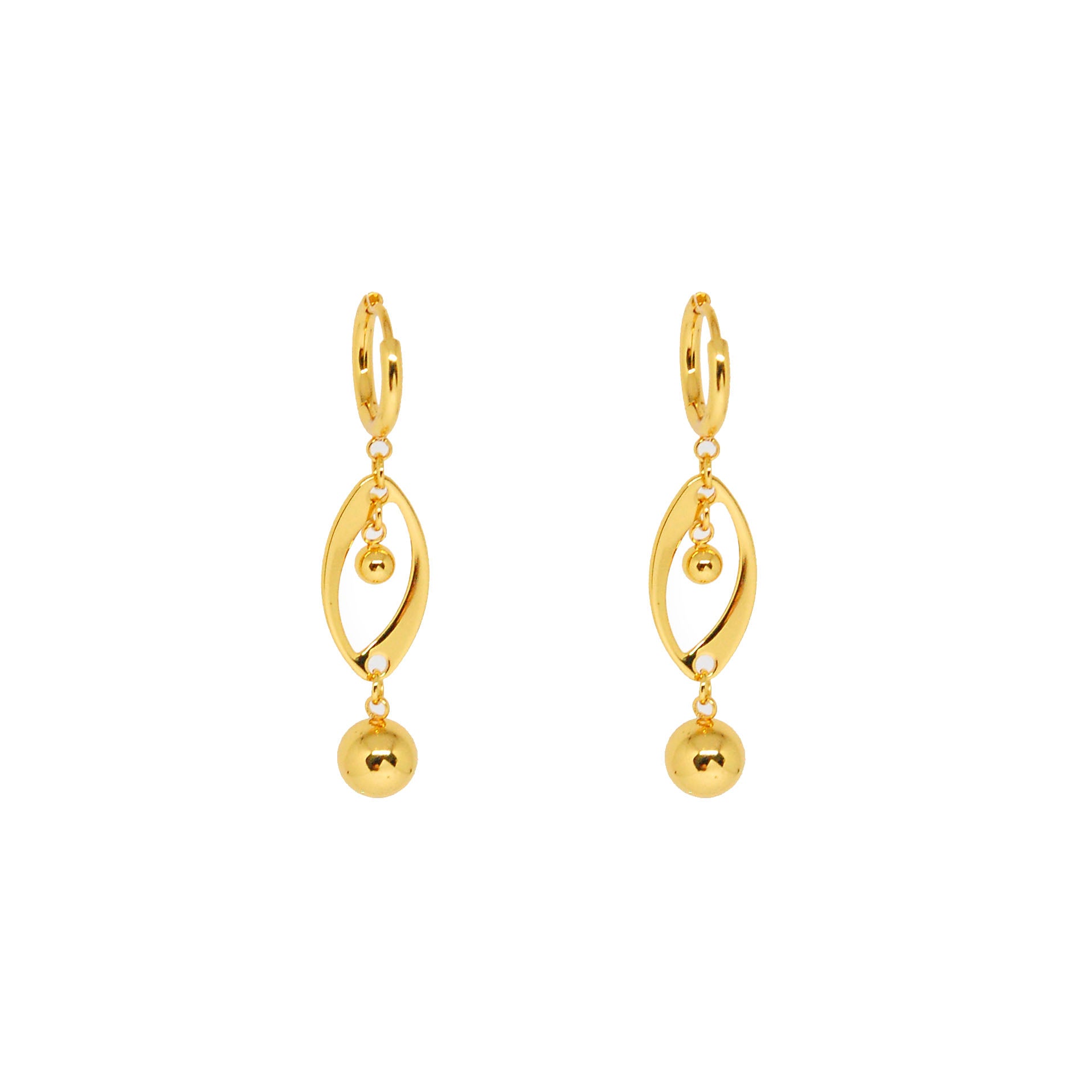 ESE 7838: All IPG Ball & Curved Dangling Hoops Earring