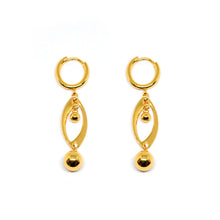 ESE 7838: All IPG Ball & Curved Dangling Hoops Earring