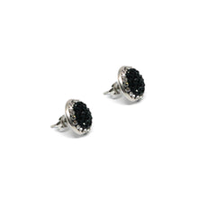 ESE 7859: 12mm Black Cz-Studded Earrings w/ White Halo