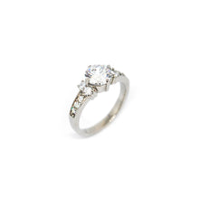 ESR 7560: Christina 7mm Cubic zirconia Center Ring with 4 x 2mm Cubic ziconia Accents & Paved Sides Ring