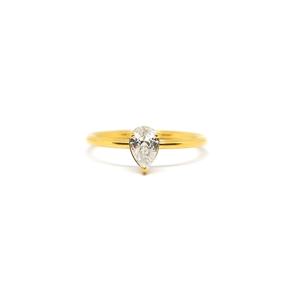 ESR 7864: Terry Gold-Plated TearDrop Cz Solitaire Ring