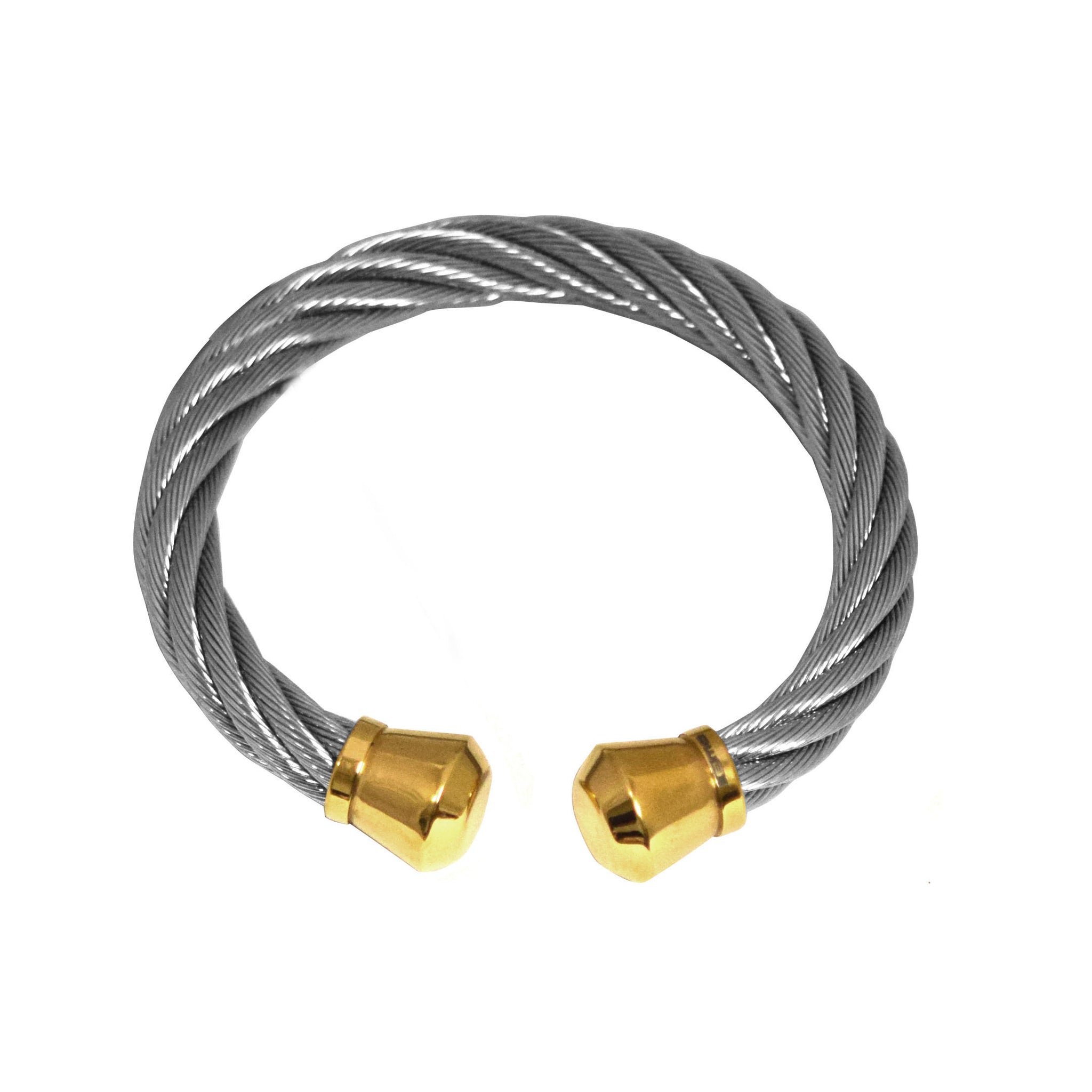 ESBG 5082: Twisted XL Bangle w/ Gold-Plated Drum Ends