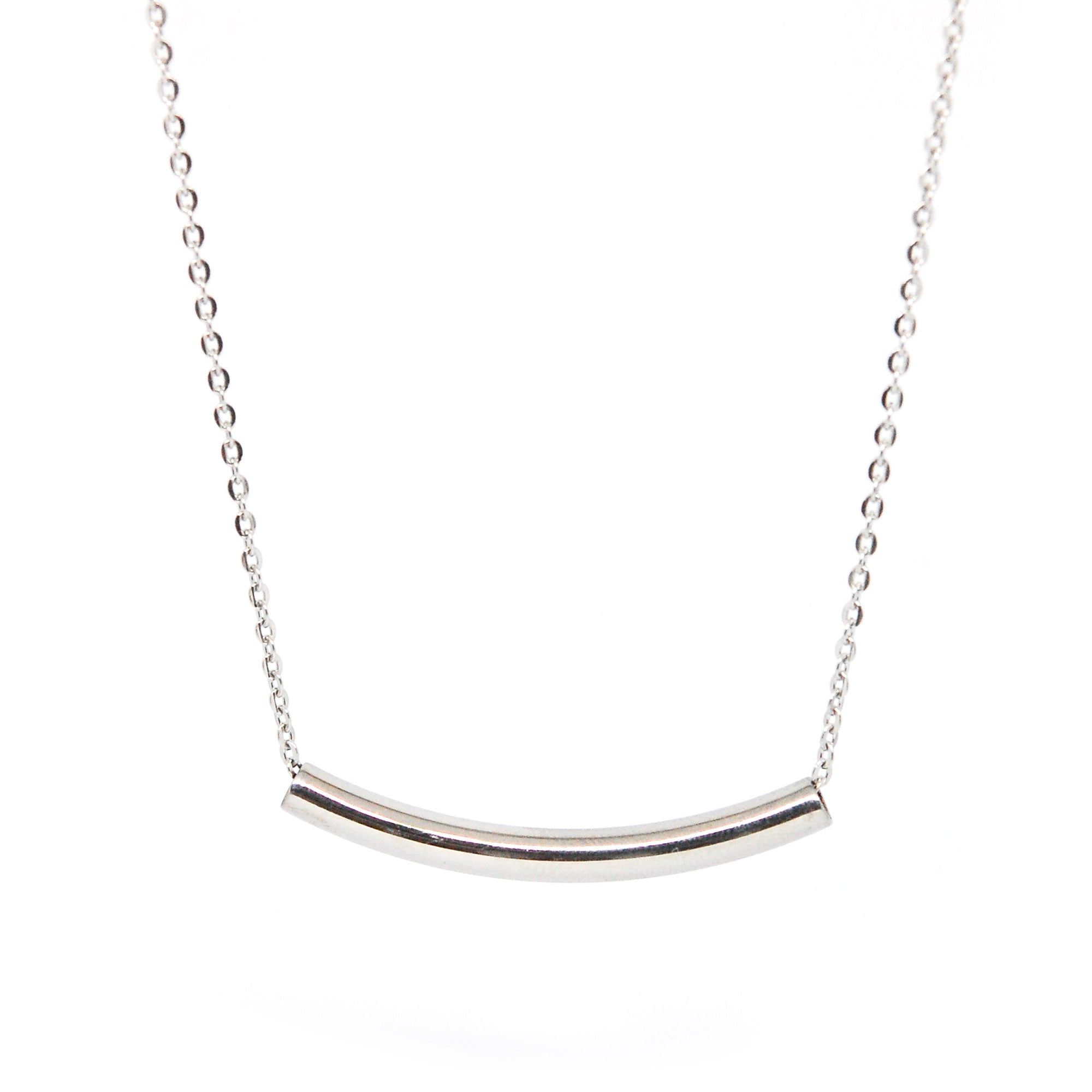 ESN 5701: Curved ID Bar Necklace w/ 18" + 2" Med Link Chain