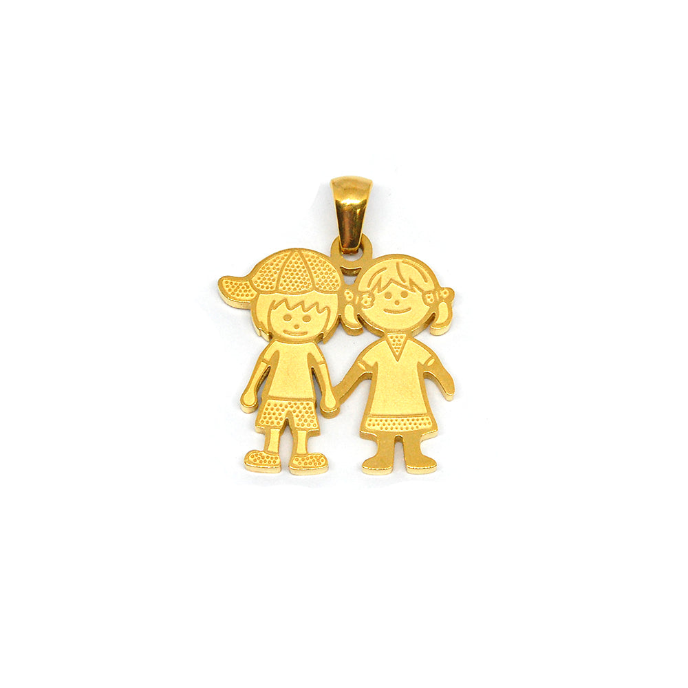 ESP 6128 : Gold Plated Adorable Boy & Girl Pendant