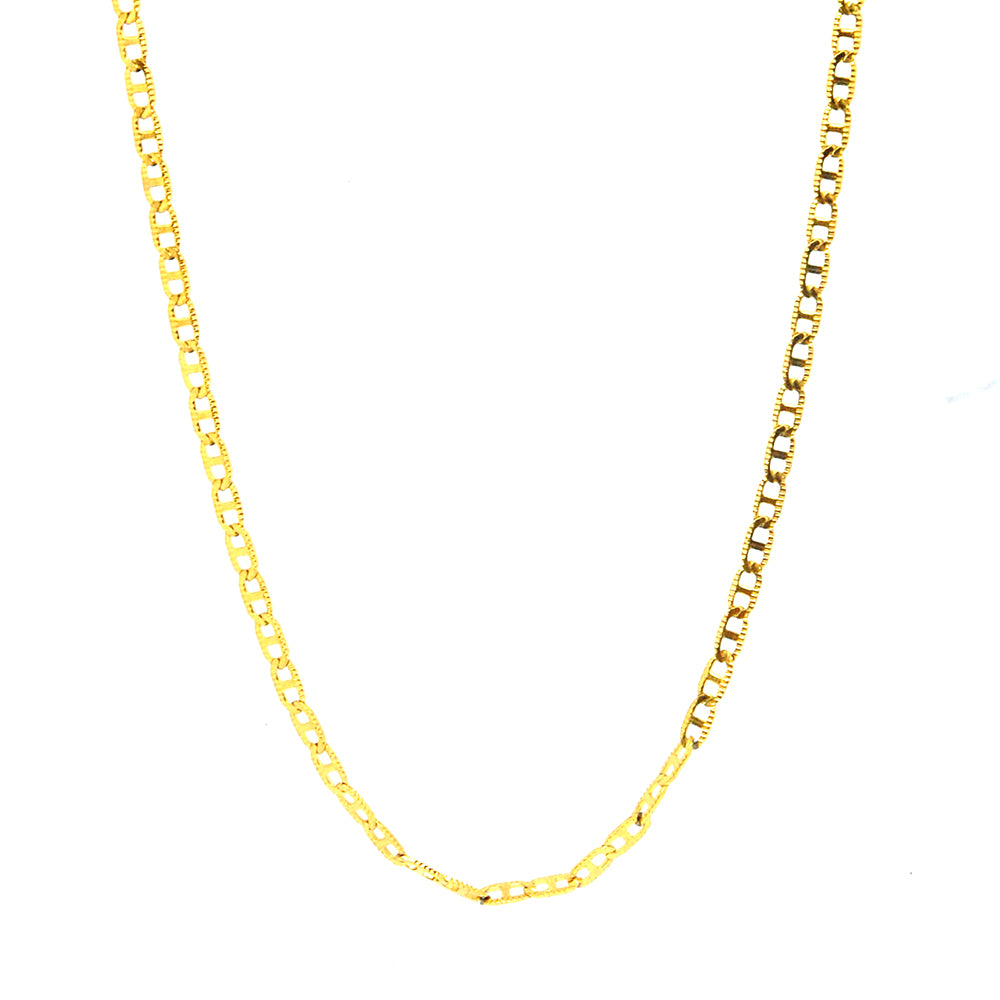 ESCH 6395 :  19" Gold Plated Beautifully Etched Marine Link Chain