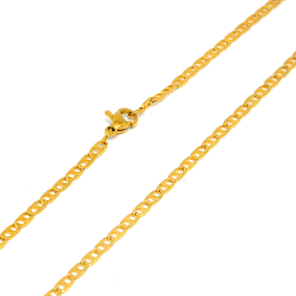 ESCH 6395 :  19" Gold Plated Beautifully Etched Marine Link Chain