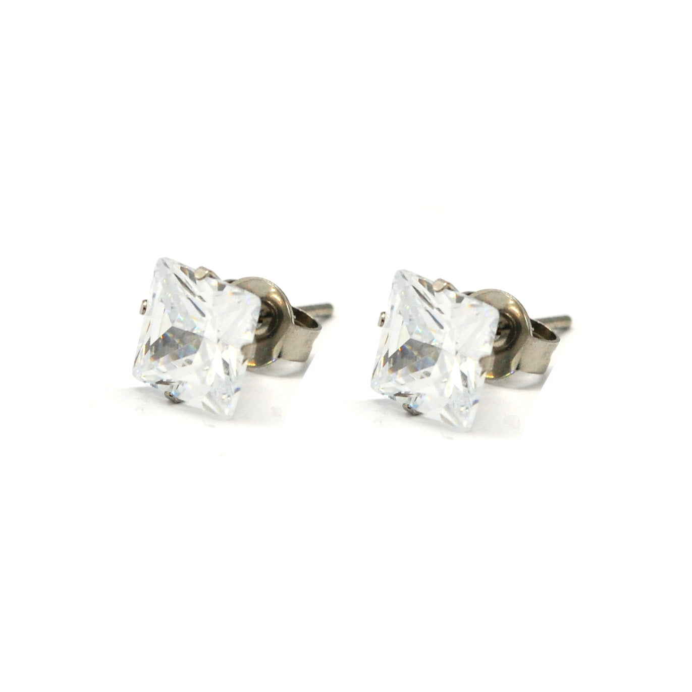 ESE 6616: Tanya 7mm Princess Cut Cubic zirconia Stud Earrings