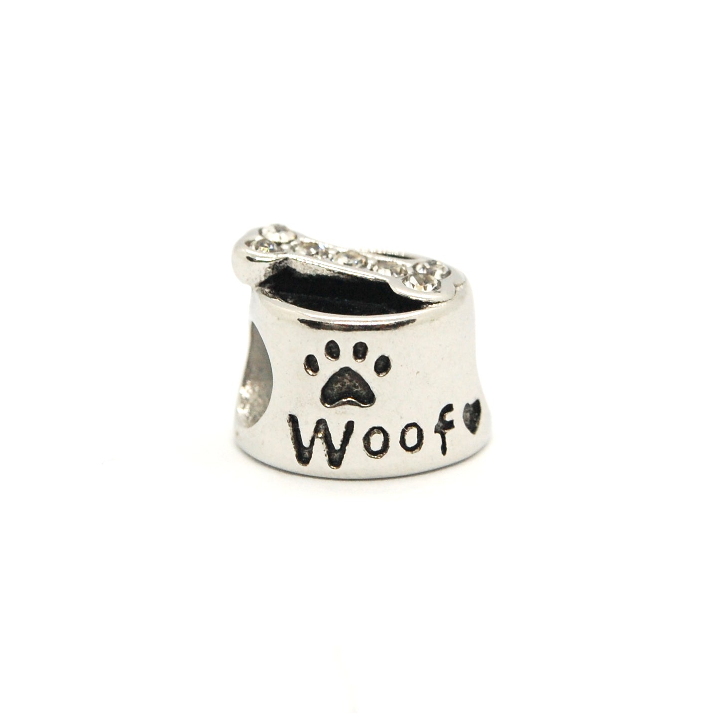 ESCM 6652: "Woof" Love Dogs Charm w/ Cubic zirconia Accents