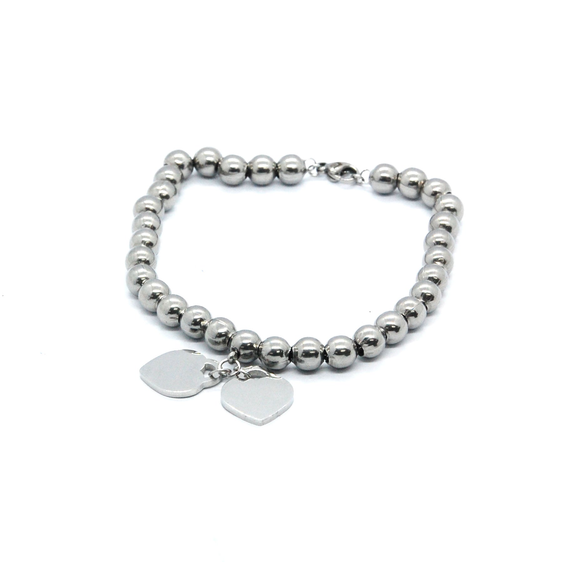 ESBL 6664: 32-Steel Ball Bracelet w/ Double Tiffany Charms