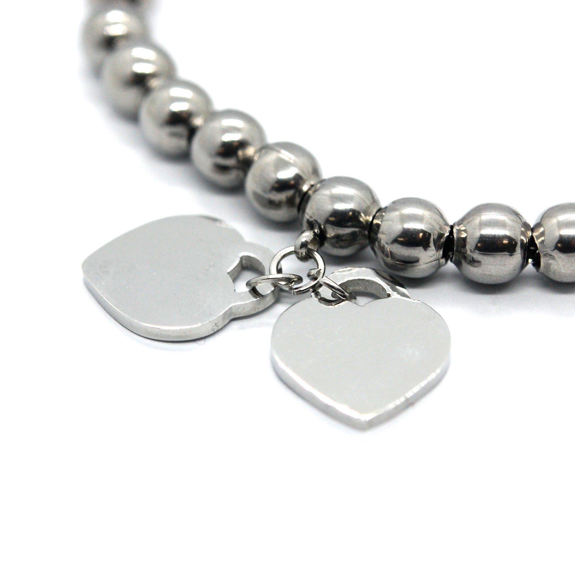 ESBL 6664: 32-Steel Ball Bracelet w/ Double Tiffany Charms