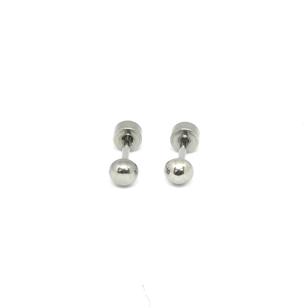 ESE 7685: Aira Half 4mm Circle Studs w/ Baby Safe Chapita