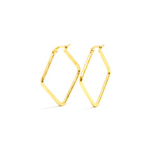ESE 6863 : Gold Plated Etched Diamond Hoops (28mm)