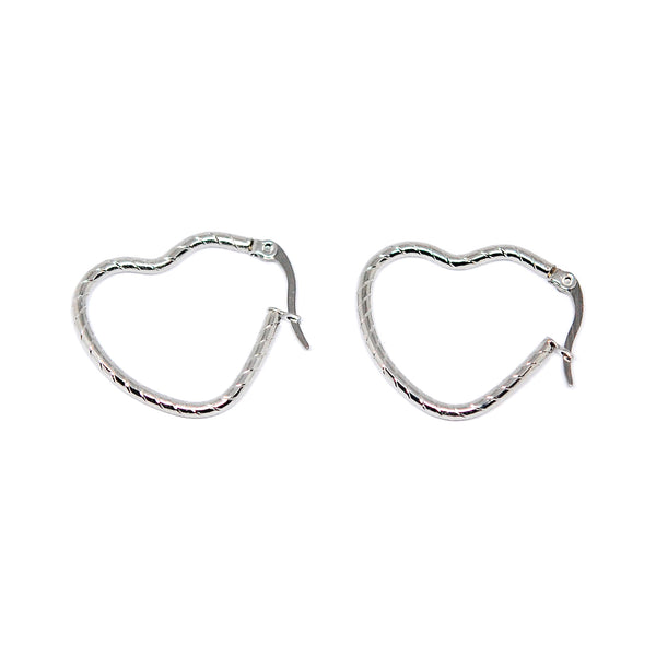 ESE 6896: Med Beautifully Etched Heart Hoops – EMO Jewelry Philippines